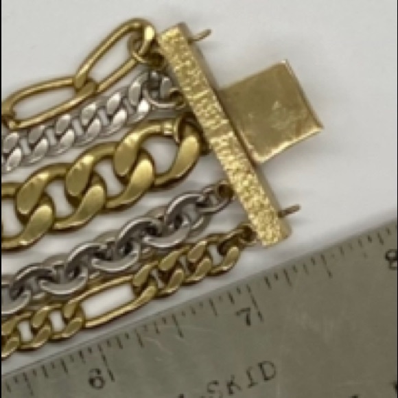Silpada KR chunky brass silver and gold tone bracelet - Picture 4 of 6